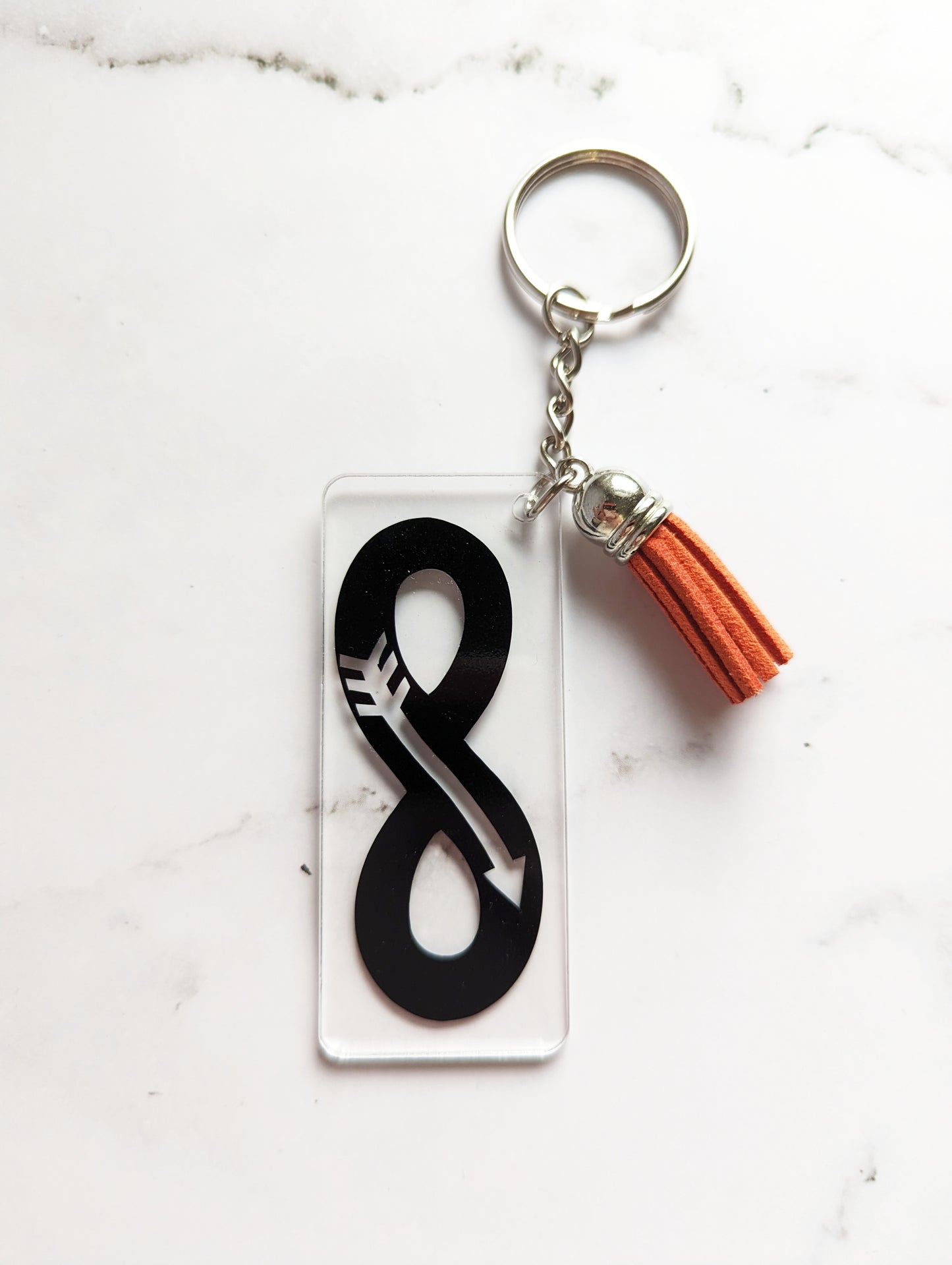 Infinity symbol with arrow keychain
