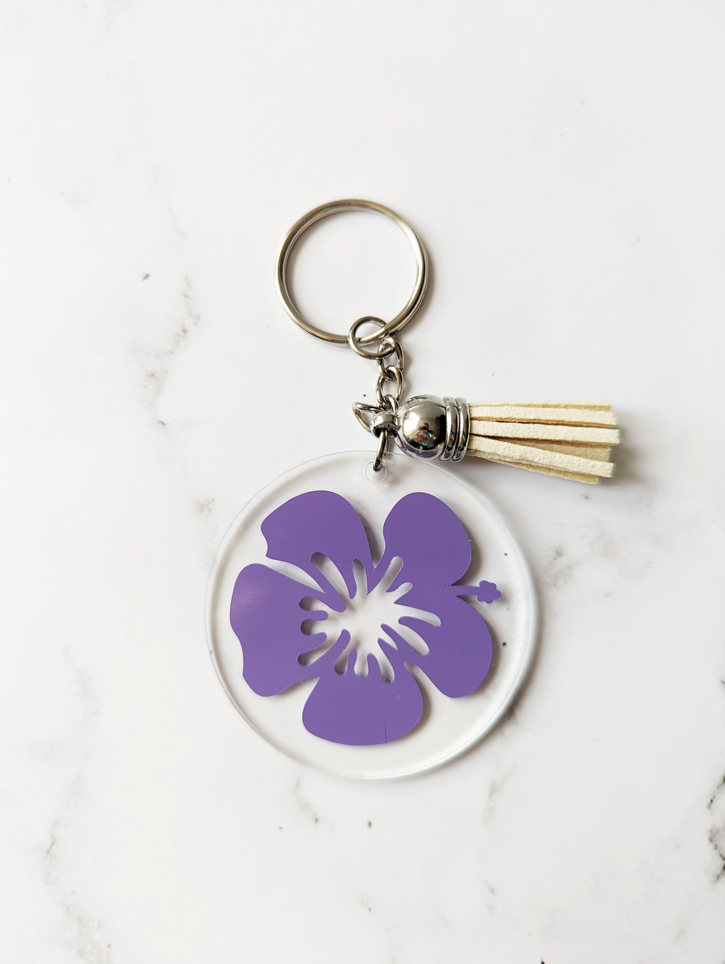 Purple Hibiscus Keychain