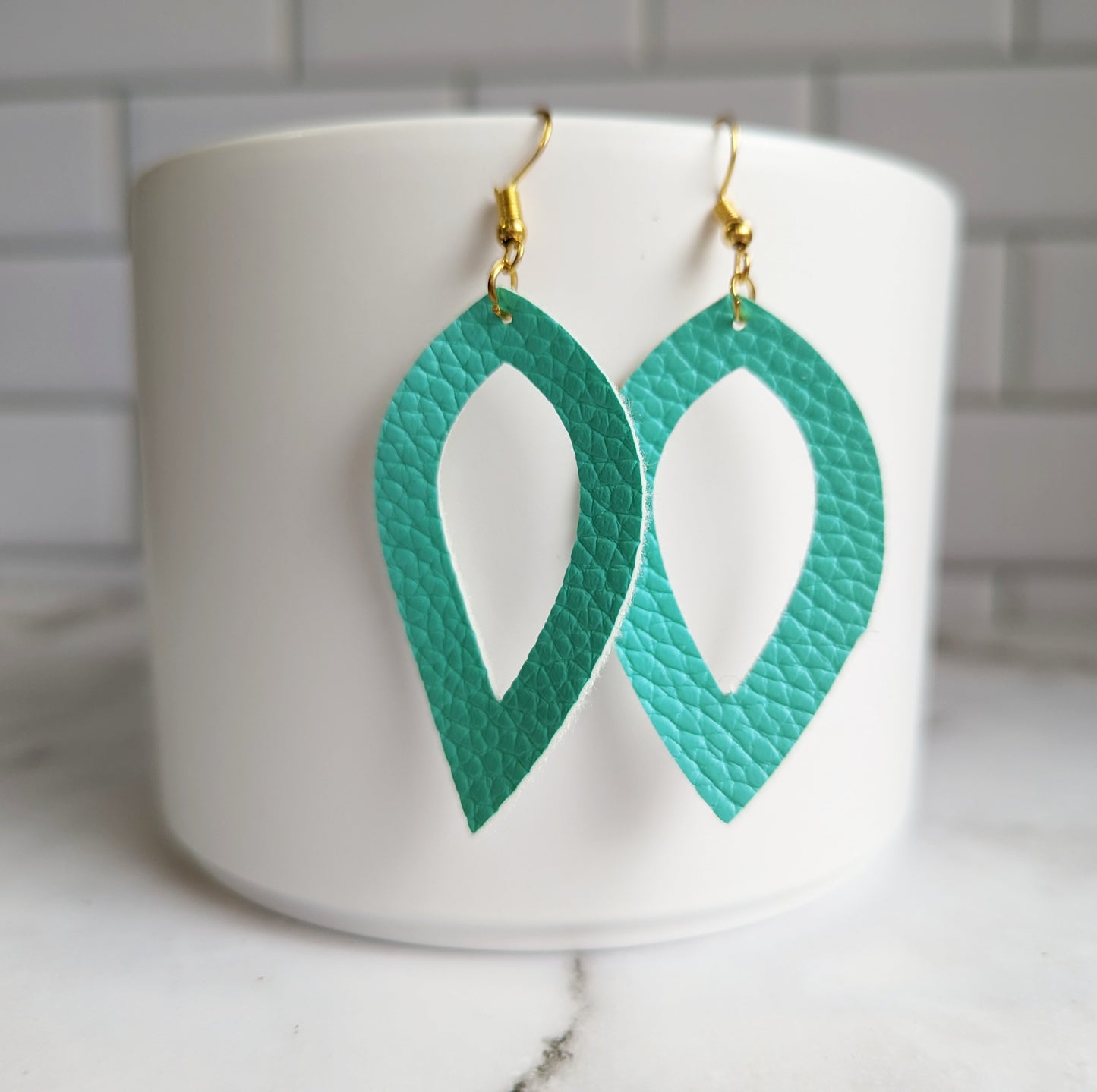 Turquoise Faux Leather Earrings