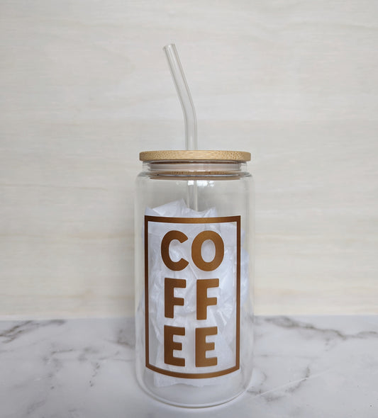 Coffee tumbler with Coffee Wording - Coffee (gold)