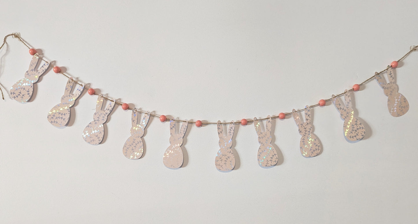 Bunny Banner with peach wooden beads