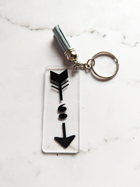 Arrow with semi colon acrylic keychain
